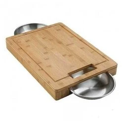 Napoleon Cutting Board W/ Stainless Steel Bowls