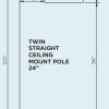 Bromic Heating Bromic Eclipse Electric Ceiling Pole (24" Twin Straight) - BH3230003