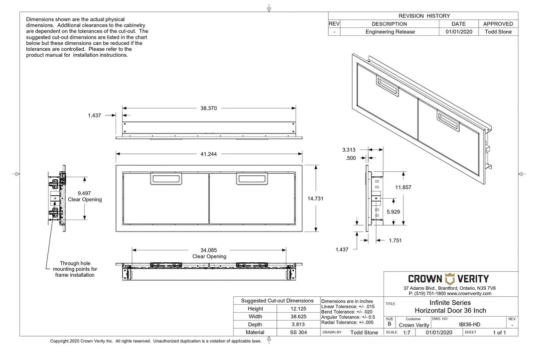 Brand new 😉 Crown Verity 36" Infinite Series Built-in Horizontal Door - IBI36-HD ❤️ 5 Crown Verity 36" Infinite Series Built-in Horizontal Door - IBI36-HD